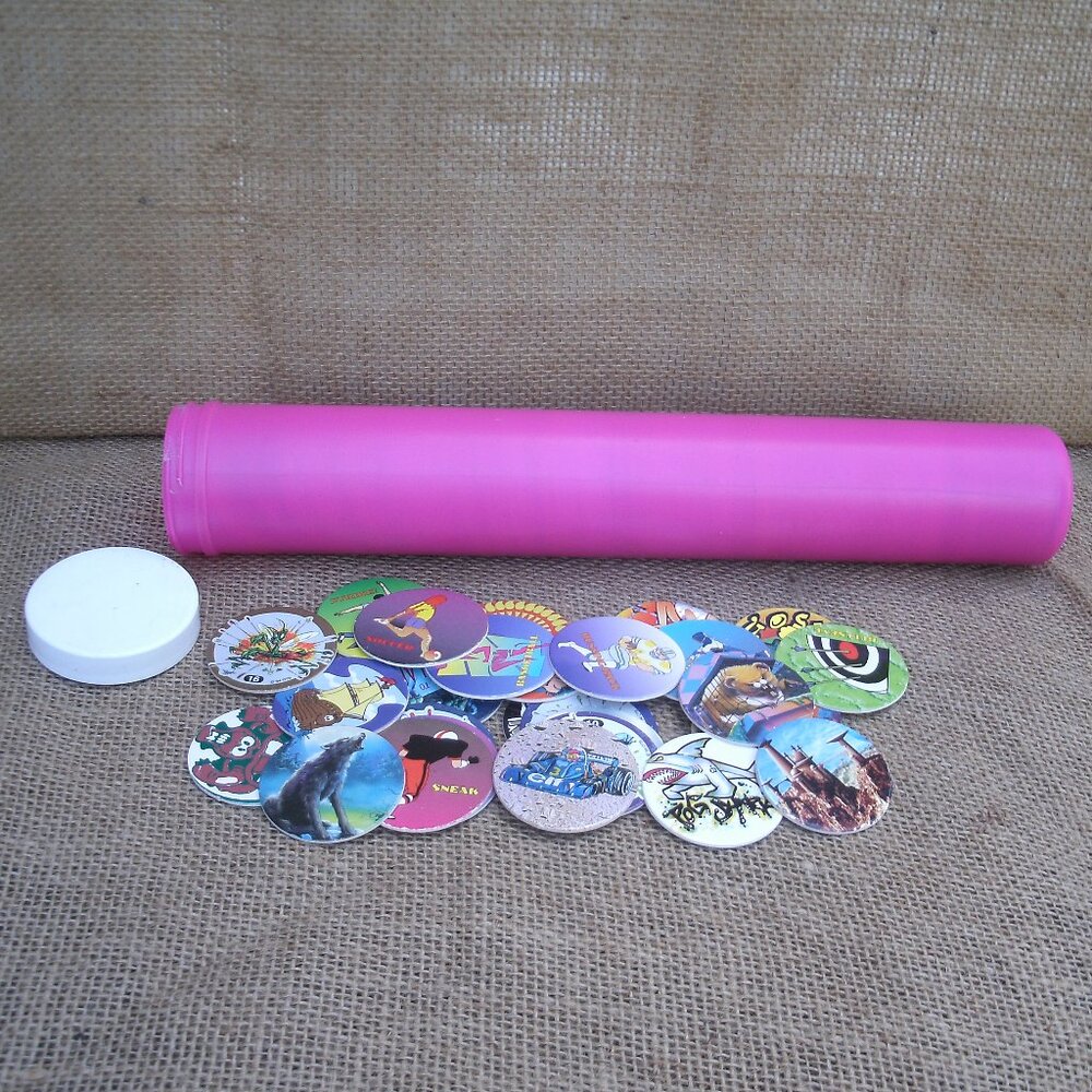 Vintage Pog Collection in Plastic Storage Tube